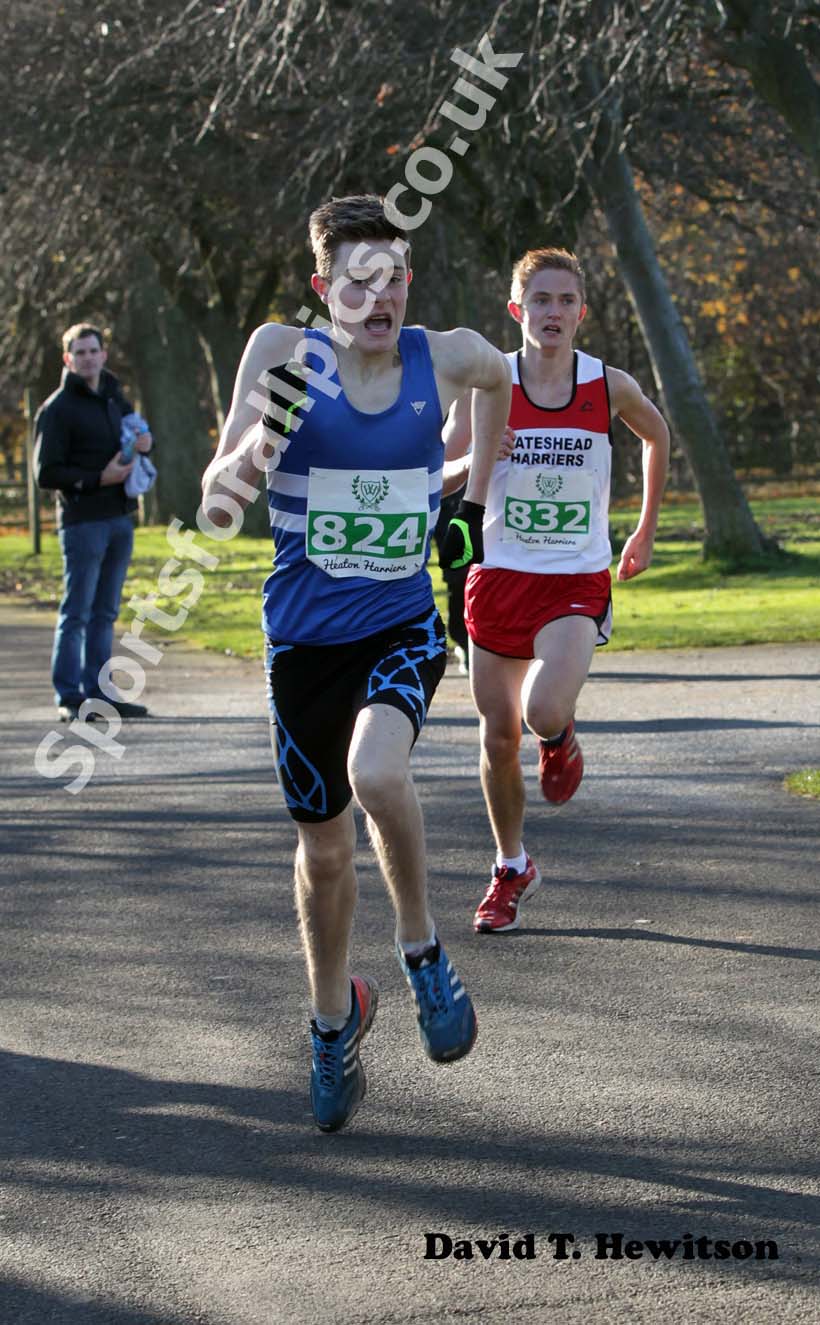 Ryan Green beats Joe Armstrong to  wins the under-15s Heaton Memorial Road Race.